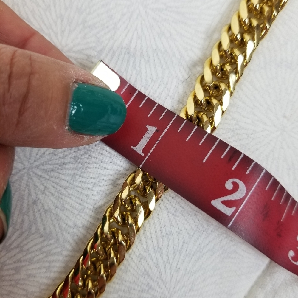 Bold chunky faux gold chain necklace 80s disco 20 inch long lobster claw close - Picture 2 of 5